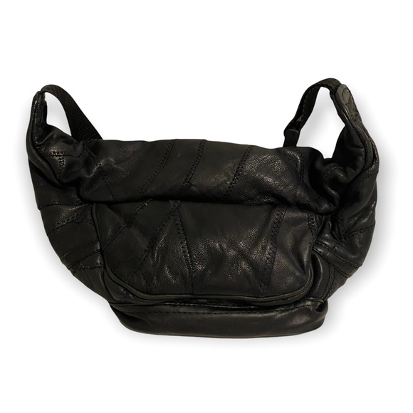 Black Vintage Patchwork Stitch Leather Fanny Pack / Bum Bag - Picture 5 of 8